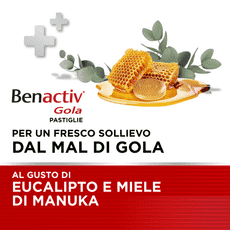 Benactiv Gola pastiglie senza zucchero gusto Eucalipto e Miele di Manuka 